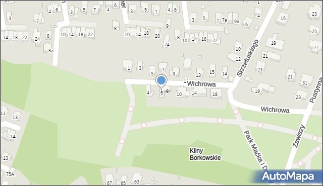 Kraków, Wichrowa, 6, mapa Krakowa