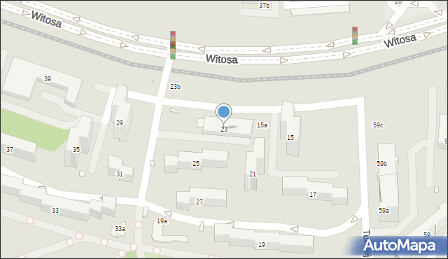 Kraków, Witosa Wincentego, 23, mapa Krakowa