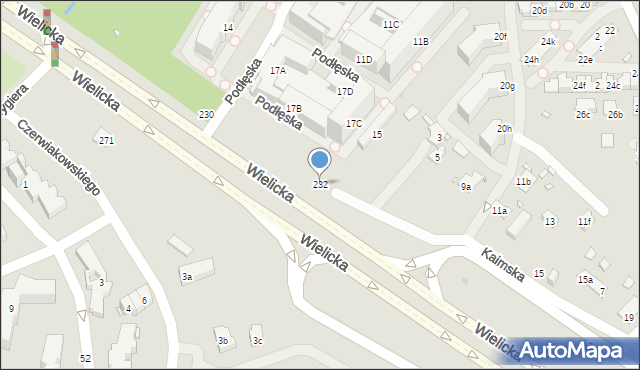 Kraków, Wielicka, 232, mapa Krakowa