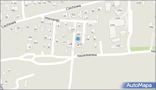 Kraków, Widnokrąg, 18, mapa Krakowa