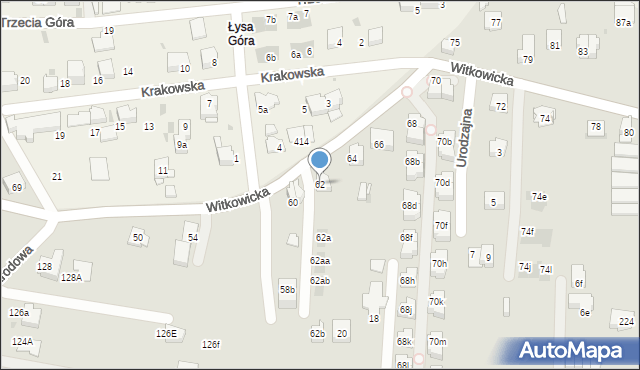 Kraków, Witkowicka, 62, mapa Krakowa