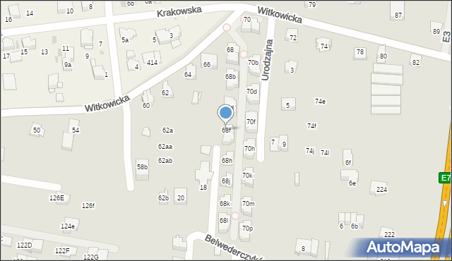 Kraków, Witkowicka, 68f, mapa Krakowa