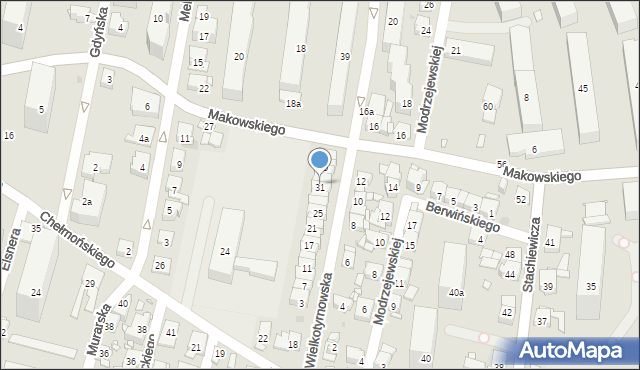 Kraków, Wielkotyrnowska, 31, mapa Krakowa