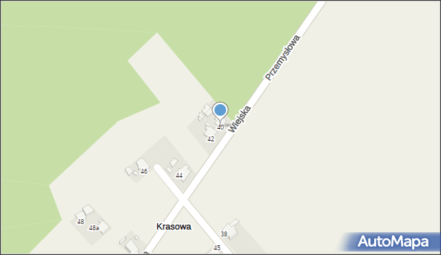 Krasowa, Wiejska, 40, mapa Krasowa