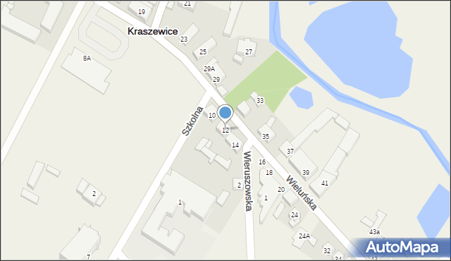 Kraszewice, Wieluńska, 12, mapa Kraszewice