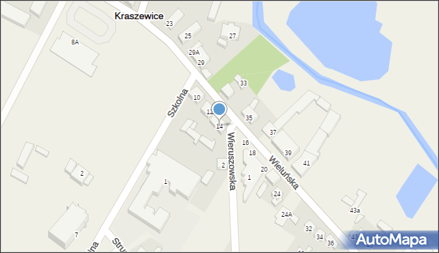 Kraszewice, Wieluńska, 14, mapa Kraszewice
