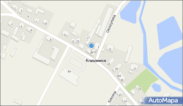 Kraszewice, Wieluńska, 19, mapa Kraszewice