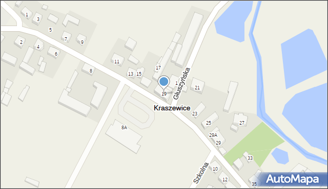 Kraszewice, Wieluńska, 19, mapa Kraszewice