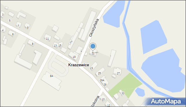 Kraszewice, Wieluńska, 21, mapa Kraszewice