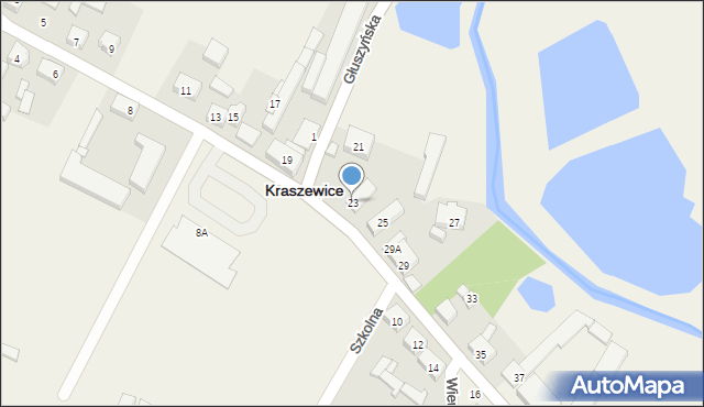 Kraszewice, Wieluńska, 23, mapa Kraszewice