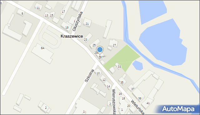 Kraszewice, Wieluńska, 29, mapa Kraszewice