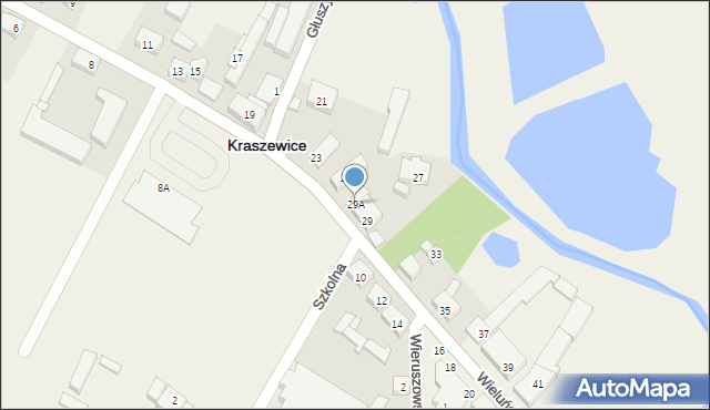 Kraszewice, Wieluńska, 29A, mapa Kraszewice