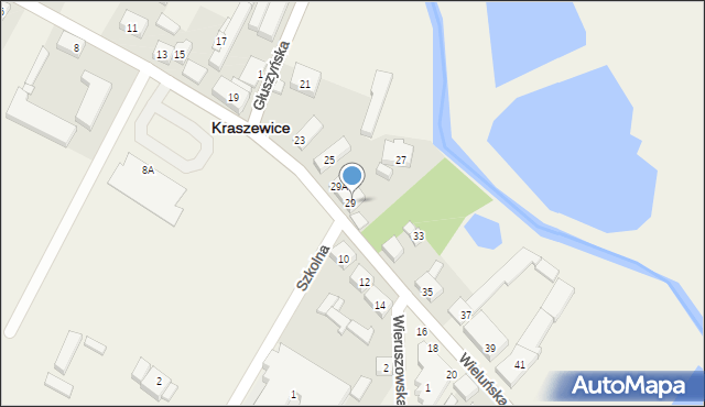 Kraszewice, Wieluńska, 29b, mapa Kraszewice