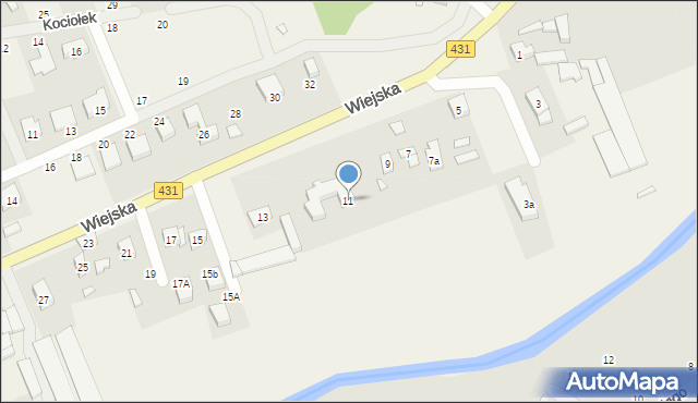 Krosinko, Wiejska, 11, mapa Krosinko