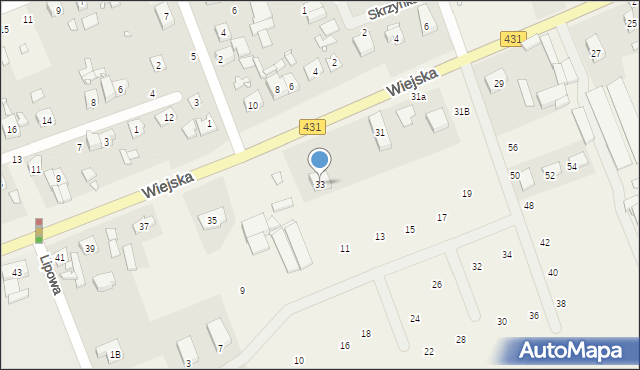 Krosinko, Wiejska, 33, mapa Krosinko