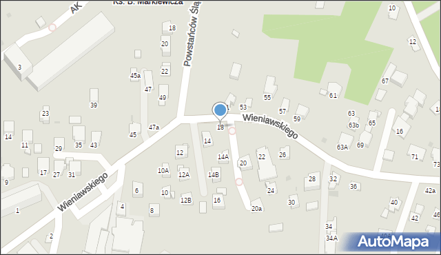 Krosno, Wieniawskiego Henryka, 18, mapa Krosna