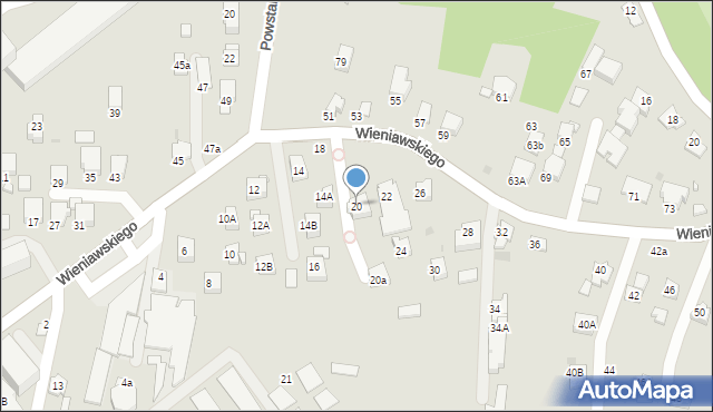 Krosno, Wieniawskiego Henryka, 20, mapa Krosna