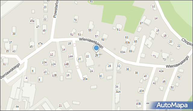 Krosno, Wieniawskiego Henryka, 26, mapa Krosna