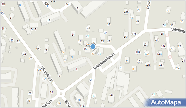 Krosno, Wieniawskiego Henryka, 27, mapa Krosna