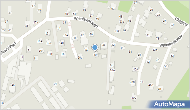 Krosno, Wieniawskiego Henryka, 30, mapa Krosna