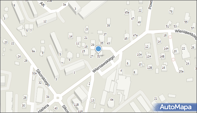 Krosno, Wieniawskiego Henryka, 31, mapa Krosna