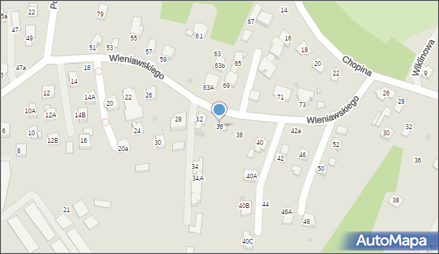 Krosno, Wieniawskiego Henryka, 36, mapa Krosna