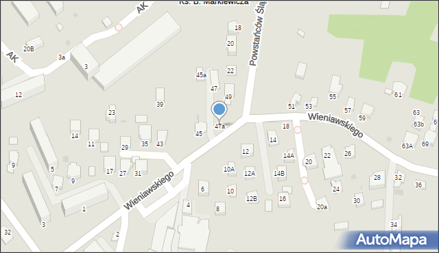 Krosno, Wieniawskiego Henryka, 47a, mapa Krosna