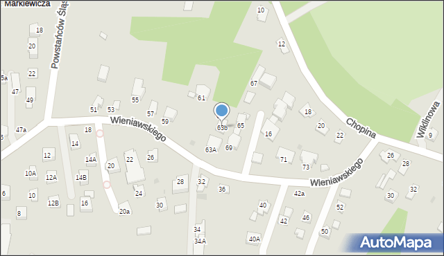 Krosno, Wieniawskiego Henryka, 63b, mapa Krosna