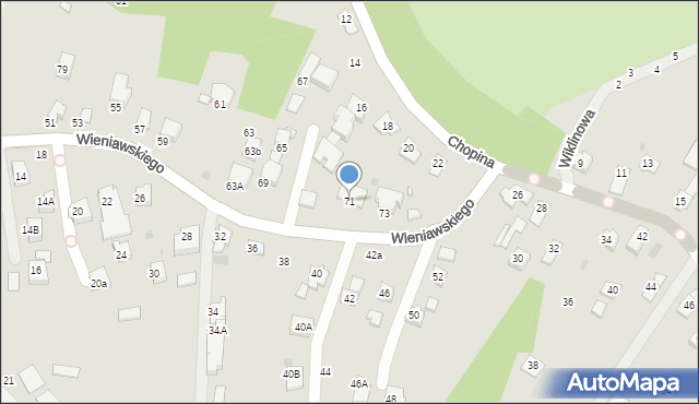 Krosno, Wieniawskiego Henryka, 71, mapa Krosna