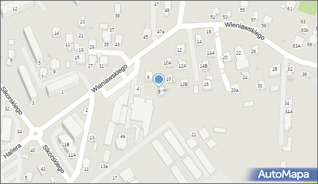 Krosno, Wieniawskiego Henryka, 8, mapa Krosna