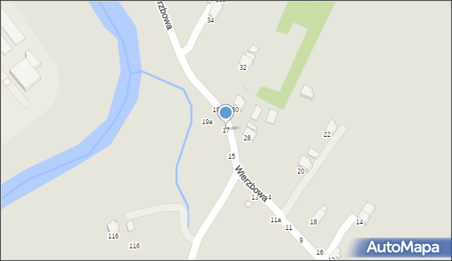 Krosno, Wierzbowa, 17, mapa Krosna