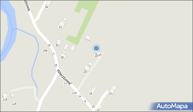 Krosno, Wierzbowa, 22, mapa Krosna