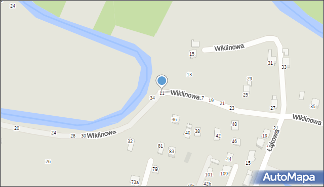 Krosno, Wiklinowa, 11, mapa Krosna