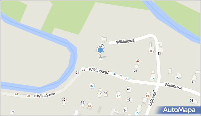 Krosno, Wiklinowa, 13, mapa Krosna