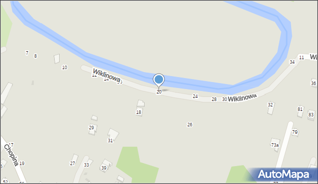 Krosno, Wiklinowa, 20, mapa Krosna