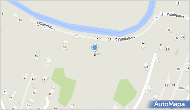 Krosno, Wiklinowa, 26, mapa Krosna