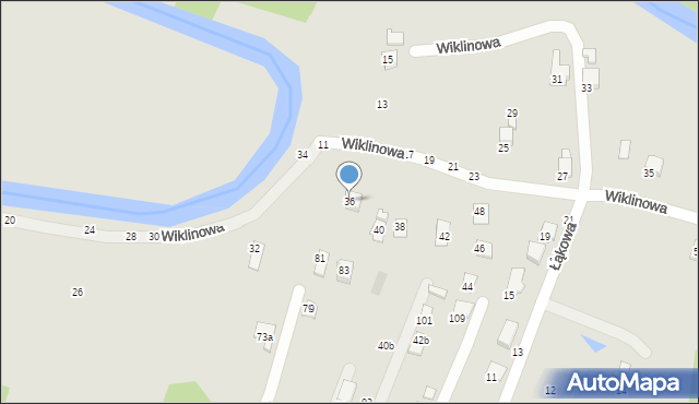 Krosno, Wiklinowa, 36, mapa Krosna