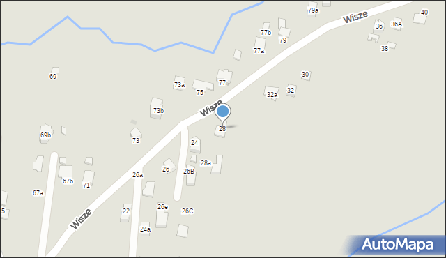 Krosno, Wisze, 28, mapa Krosna