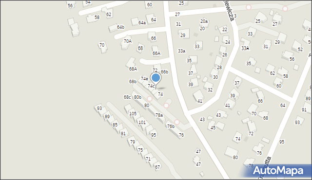 Krosno, Witosa Wincentego, 74a, mapa Krosna