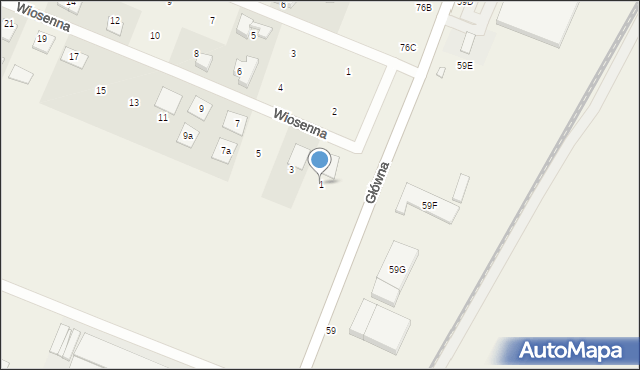 Krosno, Wiosenna, 1, mapa Krosna