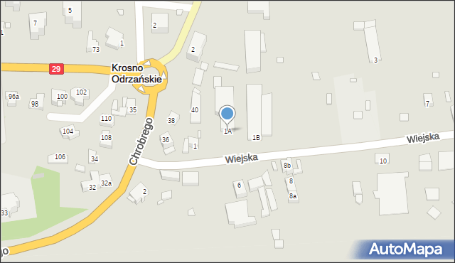 Krosno Odrzańskie, Wiejska, 1A, mapa Krosno Odrzańskie