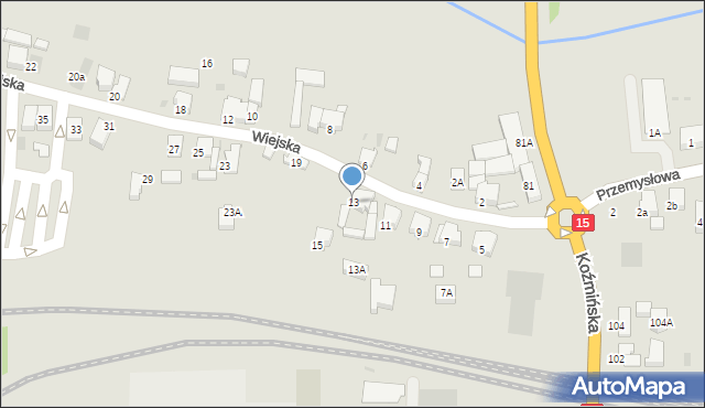 Krotoszyn, Wiejska, 13, mapa Krotoszyna