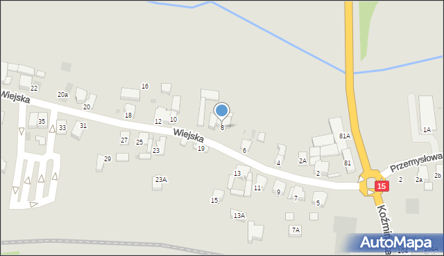 Krotoszyn, Wiejska, 8, mapa Krotoszyna