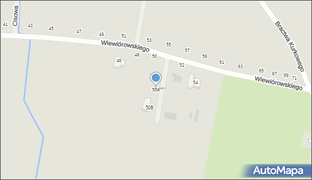 Krotoszyn, Wiewiórowskiego, 50A, mapa Krotoszyna