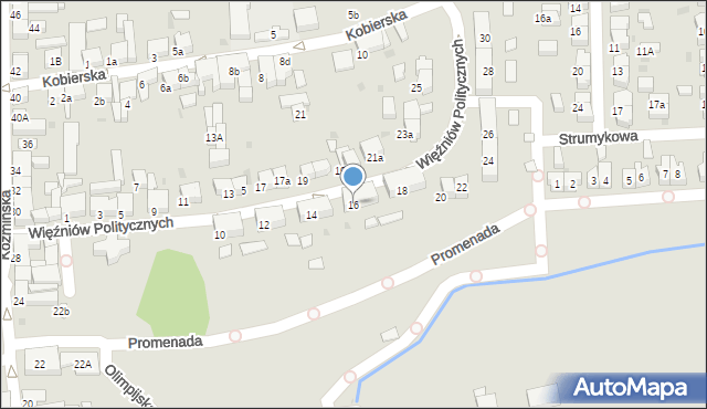 Krotoszyn, Więźniów Politycznych, 16, mapa Krotoszyna