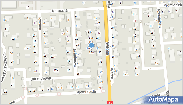 Krotoszyn, Witosa Wincentego, 35A, mapa Krotoszyna