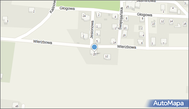 Kruszyn, Wierzbowa, 10, mapa Kruszyn