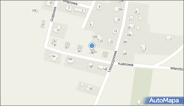 Kruszyn, Wierzbowa, 3b, mapa Kruszyn