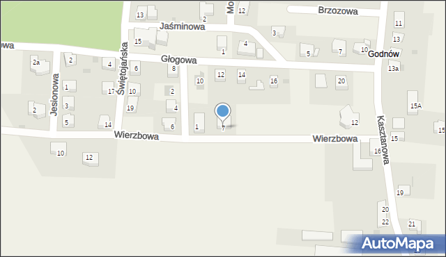 Kruszyn, Wierzbowa, 7, mapa Kruszyn