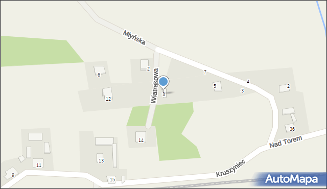 Kruszyniec, Wiatrakowa, 3, mapa Kruszyniec